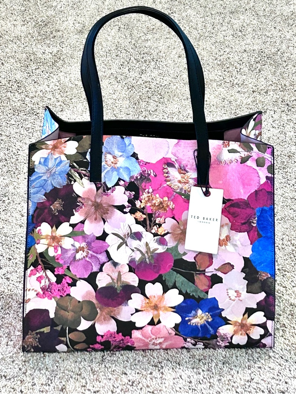 Ted Baker The Icon Soocon Floral Tote Faux Textured Leather Open Top 13.5x13 NEW